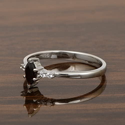 925 Sterling Silver 0.20 Ctw Marquise Natural Choice Gemstone Women Ring Everyday Wear (Garnet, 7) #TOP1