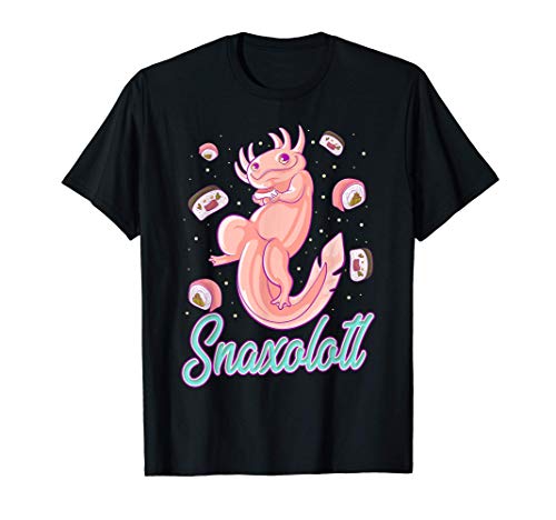 Snaxolotl Funny Axolotl Sushi Snacks Kawaii Animal Food Pun Camiseta
