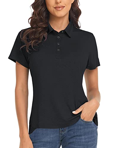 Polu Womens Polo Shirts Short Sleeve Collared Shirt Dry Fit Button Down Shirt Casual Blackgrey Xl #TOP6