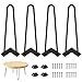 Genius Iron Hairpin Table Legs 16 inch, 3/8' Solid Metal Steel Firm Welding Home DIY for Coffee Table, Bench, Chair with Rubber Floor Protectors, Black, 4 PCS