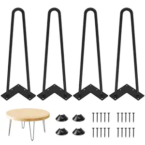 Genius Iron Hairpin Table Legs 16 inch, 3/8