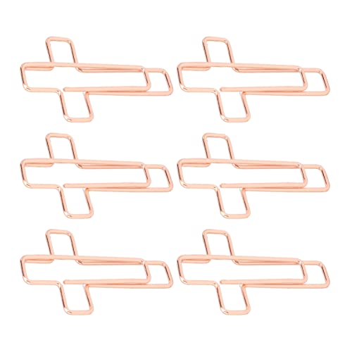 Rose Gold Metal Paper Clips Bookmarks Planner Clips, 100Pcs Cross Shaped Paper Clips for Document Note Sorting and Organizing Clips