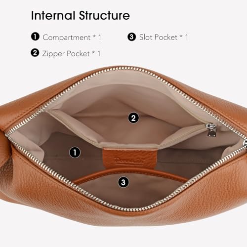 Image of DONNAIN Premium Full-Grained Leather Crossbody Bags for Women, Slouchy Shoulder Bag with Adjustable Strap and Tote Handbag