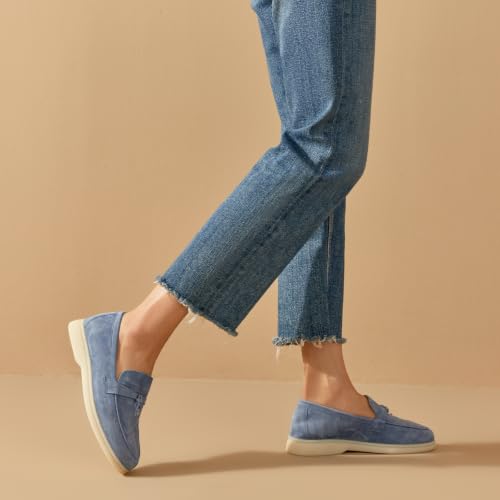 Image of BEAU TODAY Women's Suede Loafer Flats，Slip On Penny Loafers Work Shoes