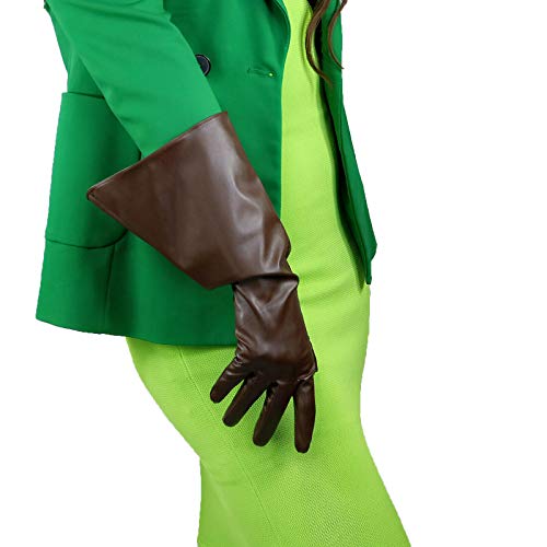DooWay Modische lange Handschuhe, Unisex, Kunstleder, 38 cm, große breite Manschette, für Damen, Kostüm, Cosplay, dunkelbraun, Medium Cover