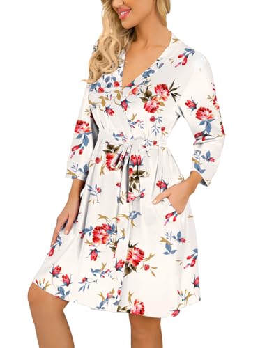 PrinStory Women Kimono Robes Short Lightweight Robe Soft Knit Sleepwear Casual Knit Bathrobe Ladies Loungewear2