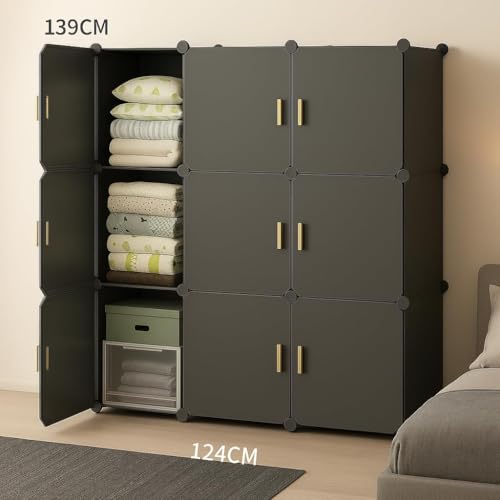 Image of 8 Door Kids Cartoon Wardrobe Storage Cabinet - DIY Modular Clothes Organizer with Hanging Cartoon Design Wardrobe with Multi for Bedroom, Living Room,Entryway
