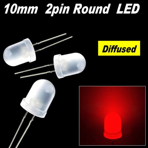 50pcs x red 10mm Round Diffused LED Light 2pin red 10mm Diffused LED lamp Light red