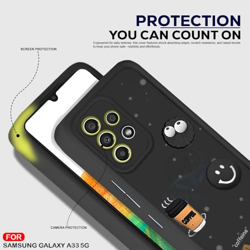 Image of AESTMO Back Case Cover for Samsung Galaxy A33 5G Cover | Cute Fun Cartoon 3D Ball | Coffee Silicone Case | Full Body Protection | Camera Protection Back Cover for Samsung Galaxy A33 5G (Black)