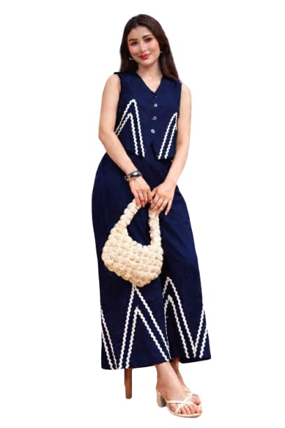 Women’s Printed Co-Ord Set – Sleeveless V-Neck Top with Plazzo Trousers | Two Piece Western Outfit | Stylish Casual & Office Wear Cord Set for Women-image-13