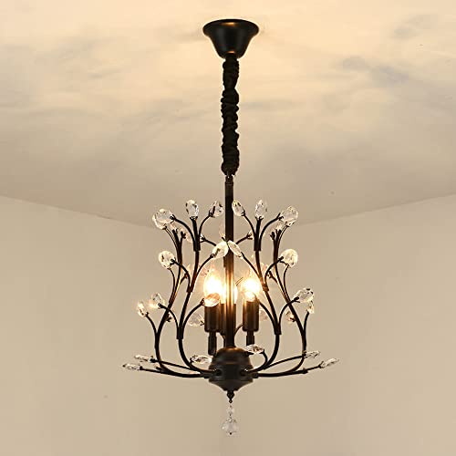 Lustre en cristal moderne à 3 lampes dorées suspension bougie pour couloir et entrée