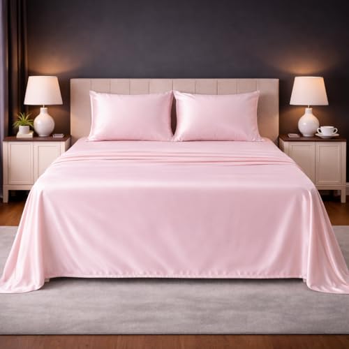 Image of LANE LINEN 100% Cotton Satin Fantasy Bedsheet Double Size - Sepia Rose