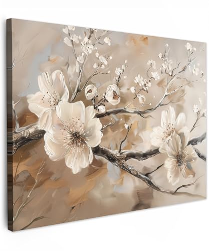 MuchoWow© Quadri Moderni Camera Da Letto 70x50 cm Foto Quadro Con Cornice Decorazioni Parete Soggiorno Stampa Su Tela Moderna Casa Salotto Poster Fiori - Natura - Bianco - Fiore - Astratto
