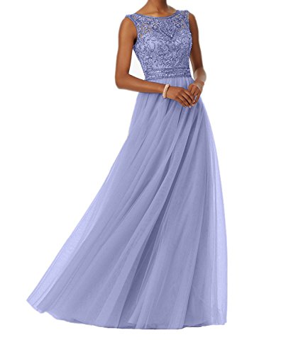 Charmant Damen Lawender Tuell Ballkleider Lang Abendkleider Festliche Kleider Jugendweihe Kleider Mit Steine-44 Lawender Cover