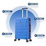 Aerostar 24" Medium Suitcase Super Lightweight 4 Wheel Dual Spinner ABS Hard Shell Check in Luggage with Integrated Combination Lock for 15 to 20kg (Royal Blue, 75 Litre) - Image 2