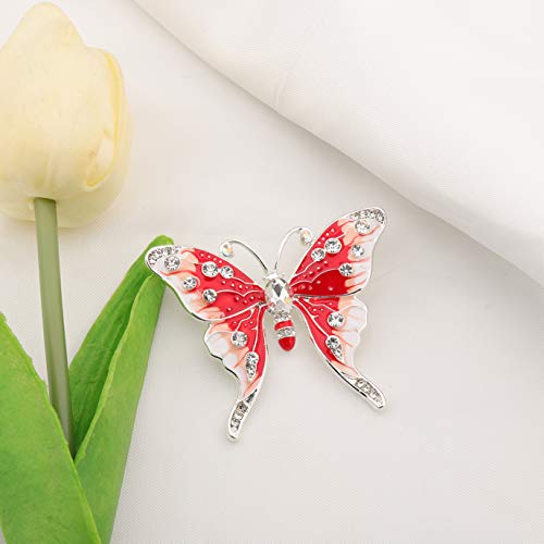 Image of FEELMEM Crystal Rhinestone Butterfly Brooch Pin Blue Color Butterfly Brooches for For Women Wedding /Banquet /Birthday Party
