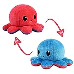 TeeTurtle - The Original Reversible Octopus Plushie - Blue + Red - Cute Sensory Fidget Stuffed Animals That Show Your Mood