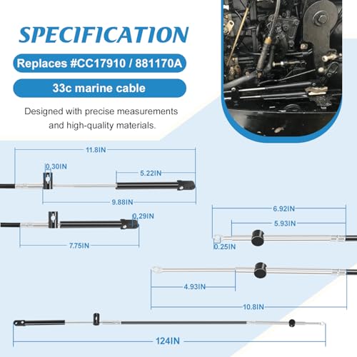 Câble d'accélérateur GEN 1 Mercury de haute précision pour commande Quicksilver