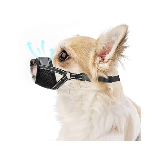 Dog Muzzle for Small Dogs - Soft Nylon Breathable Muzzle for Small Dog with Air Mesh | Adjustable Dogs Muzzles to Prevent Biting | Puppy Mussels for Grooming Barking Chewing Allows Panting Drinking