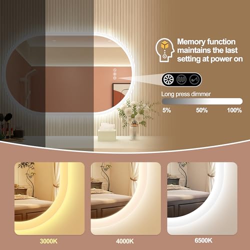24x36-LED-Bathroom-Mirror-with-Lights-Wall-Mounted-with-Bluetooth-Speaker-Anti-Fog-3-Color-Temperature-Dimmable-Brightness-IP65-Waterproof-Tempered-Glass-Frontlit-Backlit-Oval