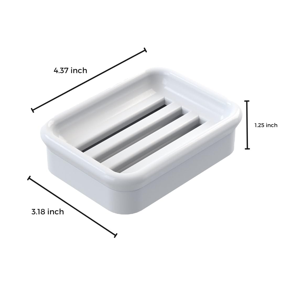 Jabonera de granito, soporte de jabón colador de doble capa, adecuado para cocinas, baños y fregaderos de bar, soporte de jabón duradero para ducha, el mejor lugar para tu barra de jabón (blanco)