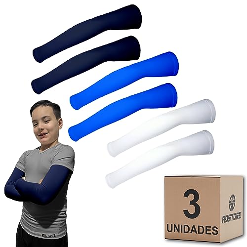 Kit 3 Manguito Manga Infantil Com Elástico Futebol Soccer Color Esportes (Preto - Cinza - Branco, 10