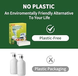 Detersivo Lavastoviglie in Fogli Ecologici, 100 Lavaggi, Senza Plastica, Biodegradabile, Vegano, Sicuro, Pulizia (Limone)
