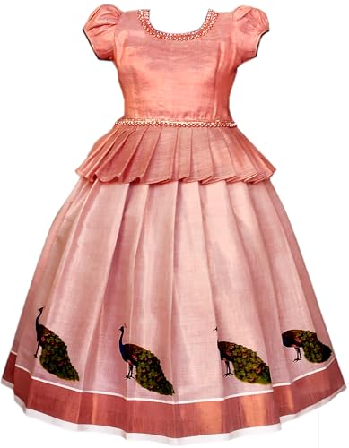 Image of Girl's Silk Readymade Traditional Lehenga Choli with-KERALP PATTU 4 colour