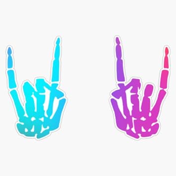 Skeleton Rock Hand Sign Neon Gradient Vinyl Bumper Sticker
