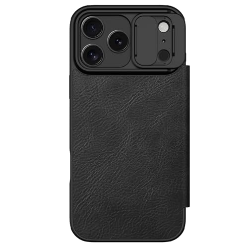 Image of PRITO Nilkin Wallet Flip Case for iPhone 17 Pro Max with Card Slot and Camera Slider, PU Leather Case Cover, All-Around Protection (Black, iPhone 17 Pro Max)