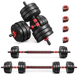 EDOSTORY Adjustable Dumbbell Set, 44LB/66LB/88LB Free Weights Dumbbells,4 in 1 Set Barbell, Dumbbell, Non-slip Handles, Fitness Home Gym for Men Women