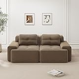 VIEKOS Boneless - Sofá modular moderno con asiento bajo - Sofá Corduroy Cloud cómodo como sofá cama y sofá cama para salón en color marrón
