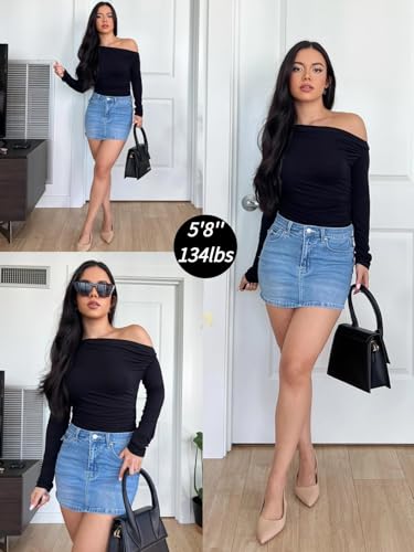 Zeagoo Womens Long Sleeve Off The Shoulder Casual Crop Tops Boat Neck Going Out Slim Fit Y2K T Shirts 20252