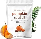 Pumpkin Seed Oil Capsules, 180 Softgels Cold Pressed Pumpkins Seed Oil for Hair Growth - Essential Fatty Acids & Zinc,Non-GMO