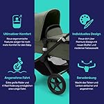 Bugaboo Fox 3, unser komfortabelster 2-in-1-Kinderwagen inklusive Liegewanne mit Lüftungsfenstern: für jedes Gelände, Komfort-Buggy, schwarzes Fahrgestell, Liegewanne & Sonnendach in Forest Green