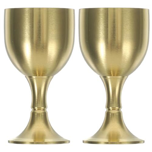 VICASKY 2 pezzi Calice Sacrificale in Rame Lega di Rame Tazza da Offerta Buddhista Decorativa con Piedistallo Coppa Cerimoniale per Casa e Tempio Regalo Comunione Maschio Idea Regalo