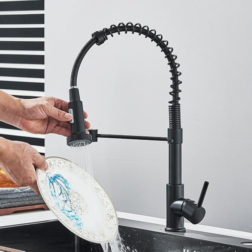 Mitigeur de cuisine eau chaude et froide noir mat pour éliminer les éclaboussures