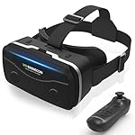 VR Headset with Bluetooth Controller - Universal 3D Virtual Reality Glasses Compatible for 4.7-7 inch iPhone Android Phones, Features Adjustable HD Lens & Heat Dissipation Design