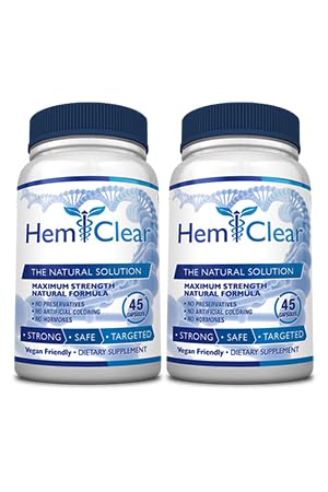 HemClear for Hemorrhoids - Vegan Formula for Hemorrhoid Relief & Vascular Health - Maximum Strength 2 Bottle 90 Capsules