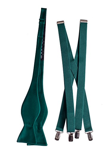 Men's Matching Self Tie Bow Tie & Suspender Sets in Several Colors (Forest Green)