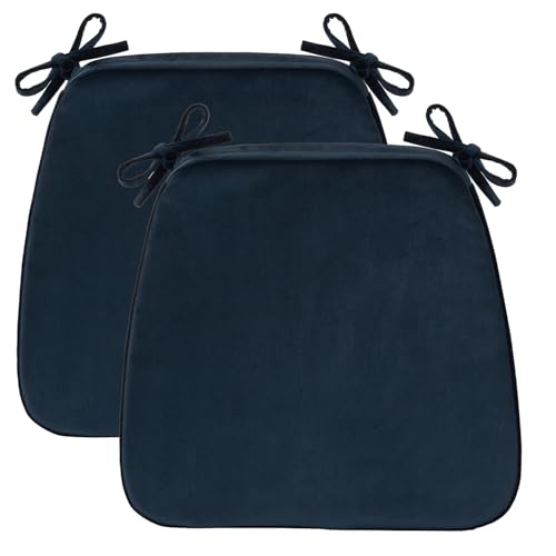 Nobildonna Dining Chair Cushions Set of 2-2" Thick High-Density Foam Chair Pads with Ties and Non-Slip Bottom, Removable Washable Cover for Dining and Kitchen, 17"x16", Navy Blue by Nobildonna - Used condition - US$16.20