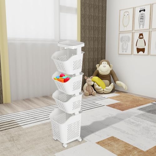 Laundry Tower- Portable Laundry Basket Tower | Stackable Laundry Baskets| Stackable Laundry Basket System |vertical Laundry Sorter | 360 Degrees Household Organization Bin For Beddings And Towels - Image 4
