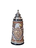 KING Bierkrug 250 Jahre Verfassung USA, handbemalt, Barock-Zinndeckel, Beer Stein 250 years...