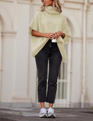 Image of Ynhonra Womens Turtleneck Sweater Oversized Chunky Batwing Sleeve Short Tops | Dolman Pullover
