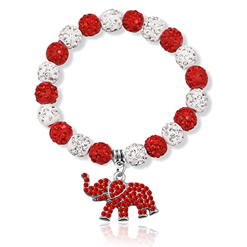 Sorority Paraphernalia Gift for Women Soror Greek Sorority Bracelet Red Elephant Charm Bracelet Sisterhood Graduation Jewelry