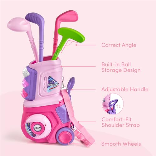 image for PJG Toddler Golf Set with Mat, Plastic Kids Golf Clubs Ages 1 2 3 4 5 