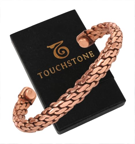 Image of Touchstone Copper bracelet Tibetan style. Hand forged with solid and high gauge pure copper. Elegant weave pattern.