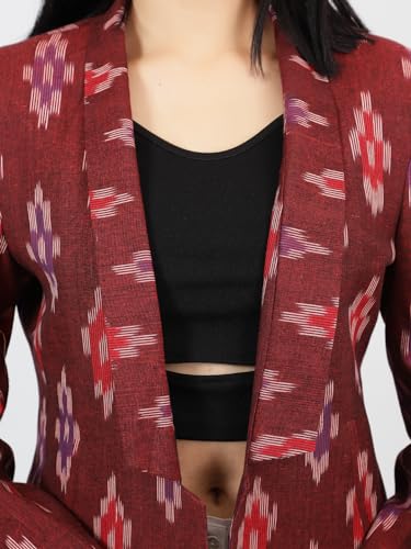 Womens Ikat Red Cotton Blazer4