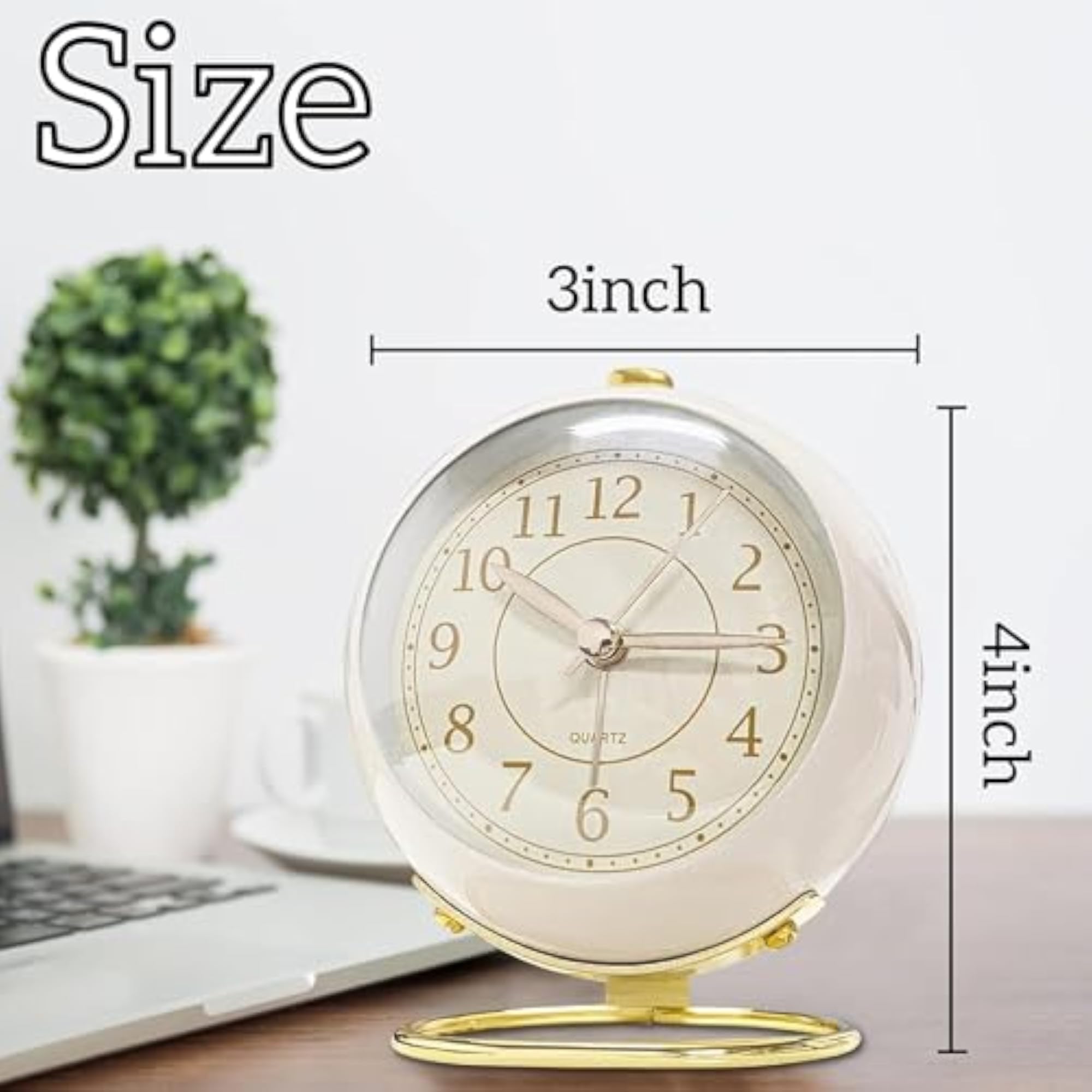 Silent Analog Alarm Table Clock Stylish Desk Clock with Stand