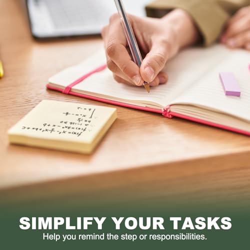 Notes Autocollantes 3 x 3 Pouces : Blocs de Feuilles Quadrillées pour Cahiers - 3